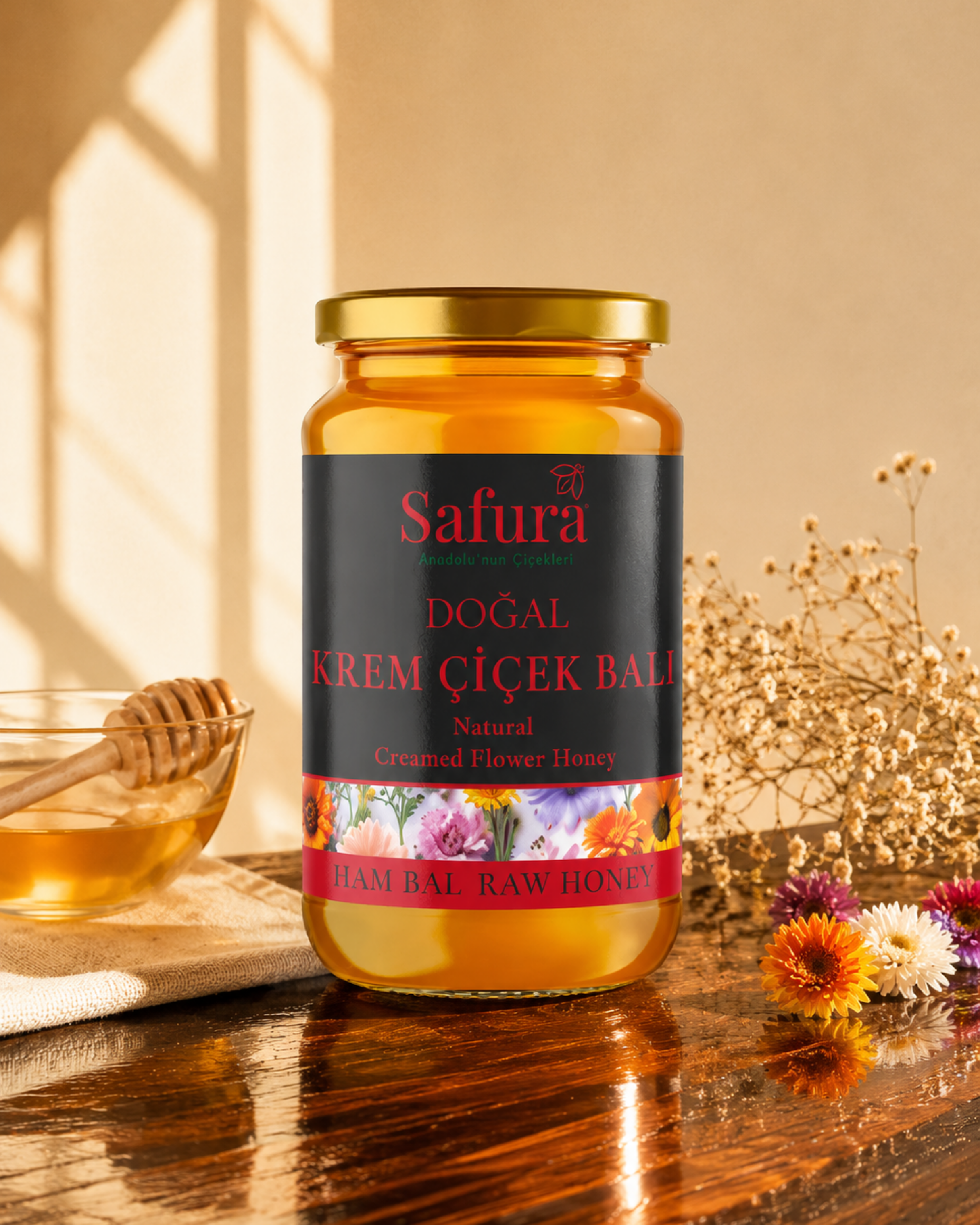 Safura Doğal Krem Çiçek Balı 450g Palmiye Gurme