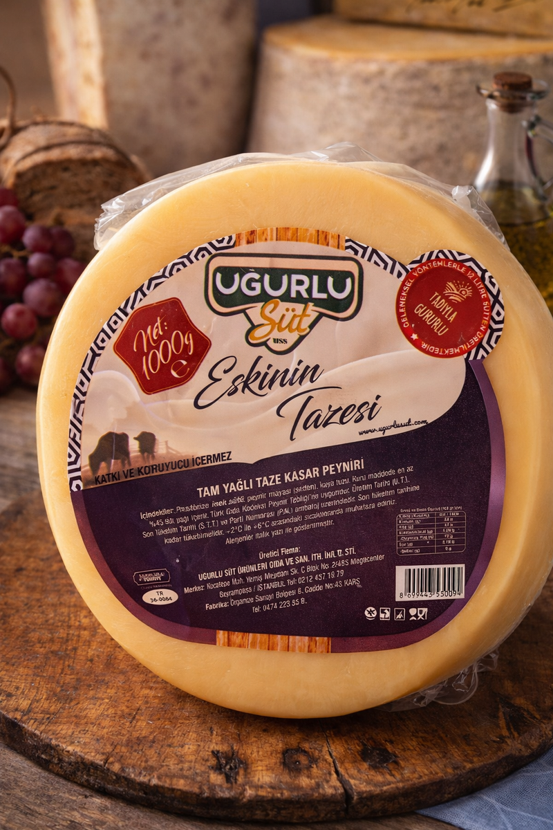 Uğurlu Tam Yağlı Taze Kaşar Peyniri 1000g.