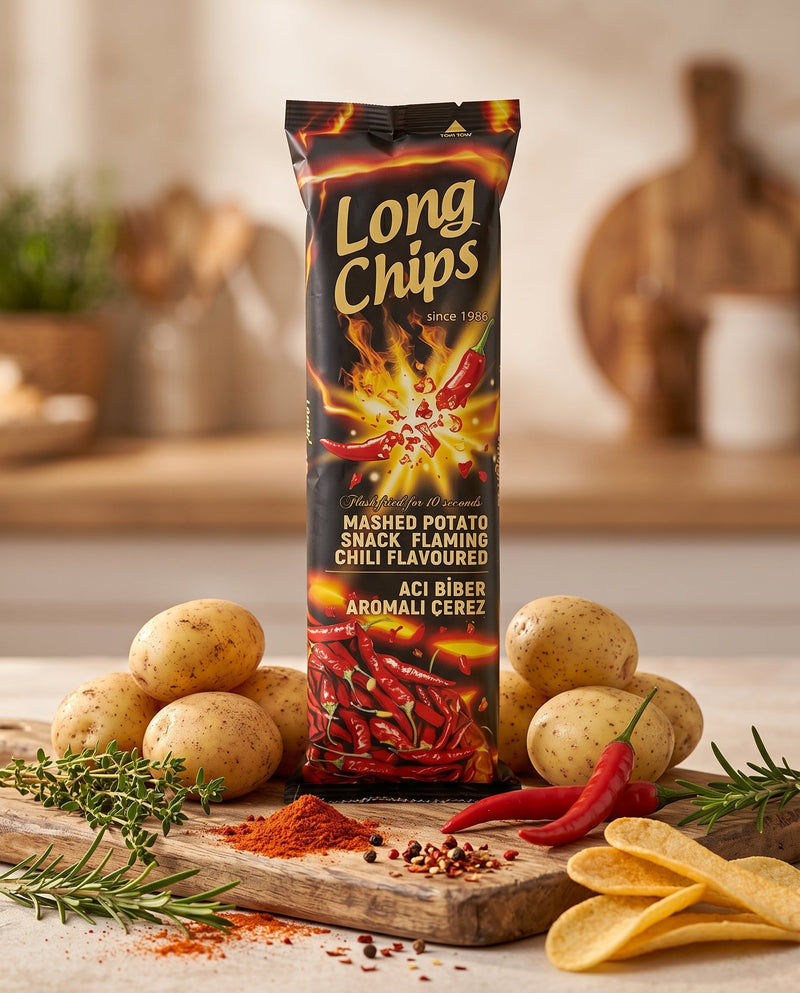 Long Chips – Acı Biber Aromalı Uzun Patates Cipsi