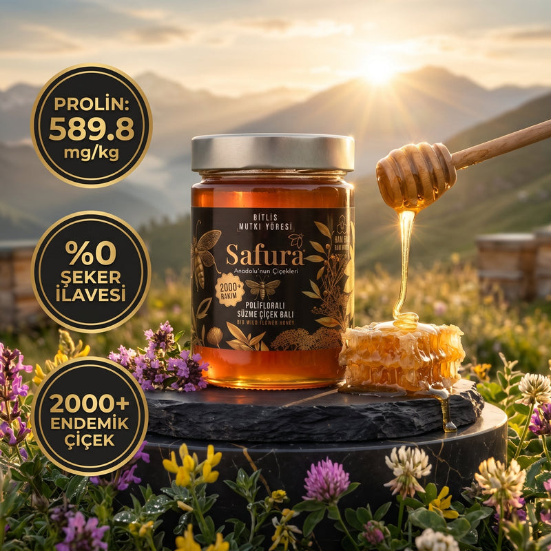 Safura Bitlis Mutki Yöresi Polifloralı Özel Süzme Çiçek Balı Net 850g