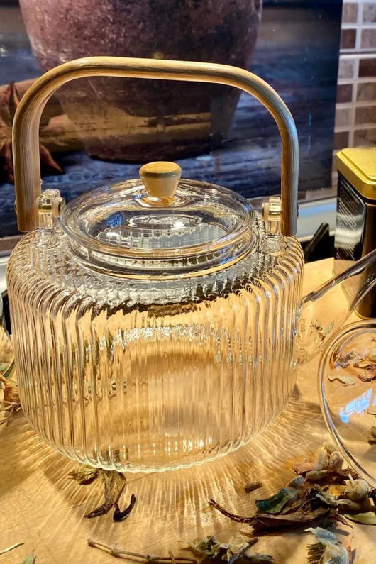 Allegrı 1200 ml Bambu Saplı Cam Demlik – Isıya Dayanıklı Borosilikat, Cam Süzgeçli, Bitki Çayı ve Çay Demleme Palmiye Gurme