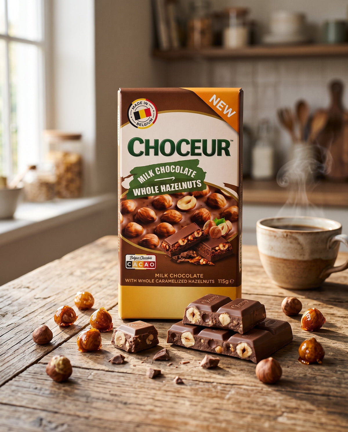 Choceur Fındıklı Belçika Sütlü Çikolata 115 g (Milk Chocolate Whole Hazelnuts) Palmiye Gurme