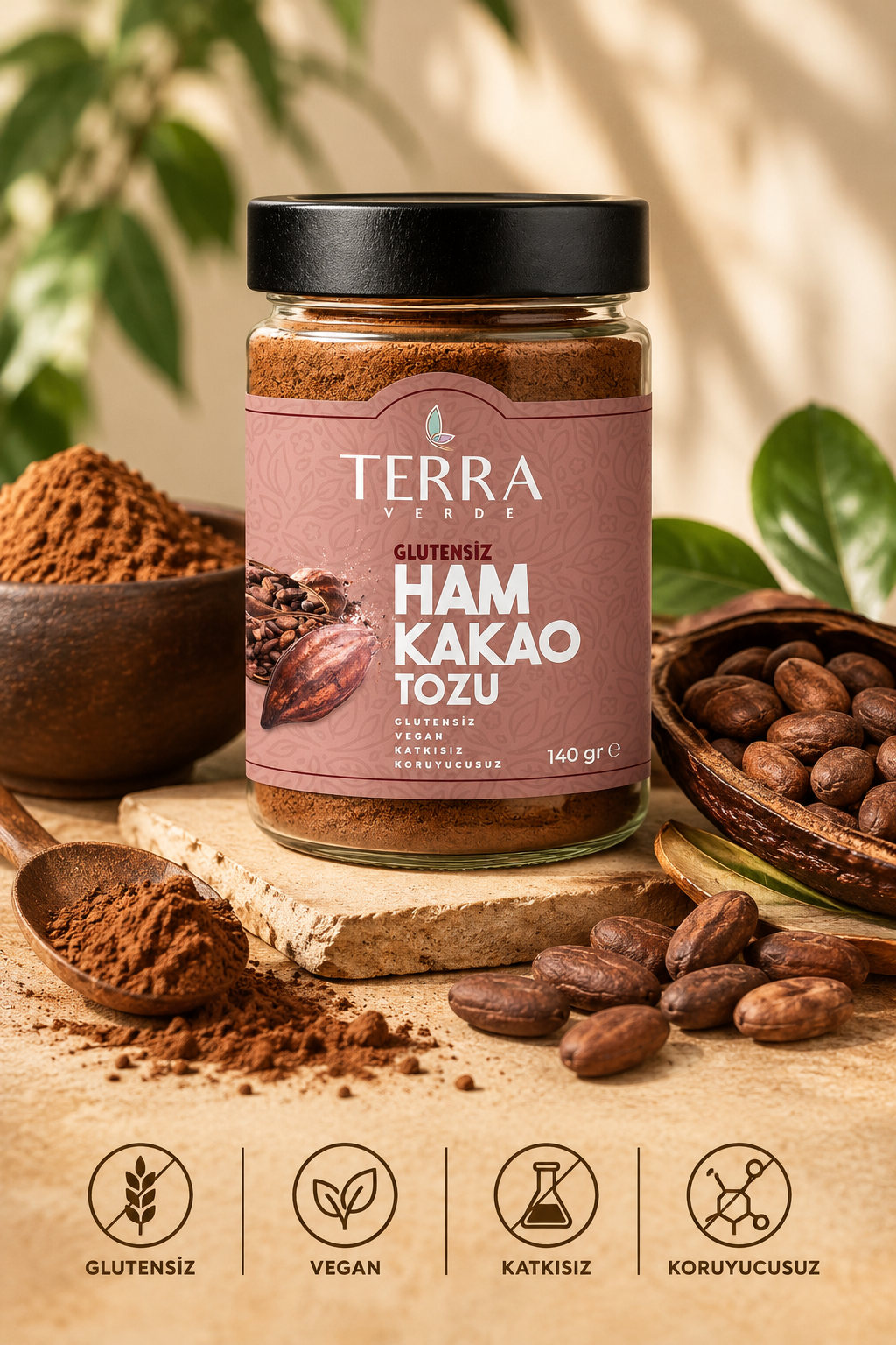 Terra Verde Glutensiz Ham Kakao Tozu 140 g Palmiye Gurme