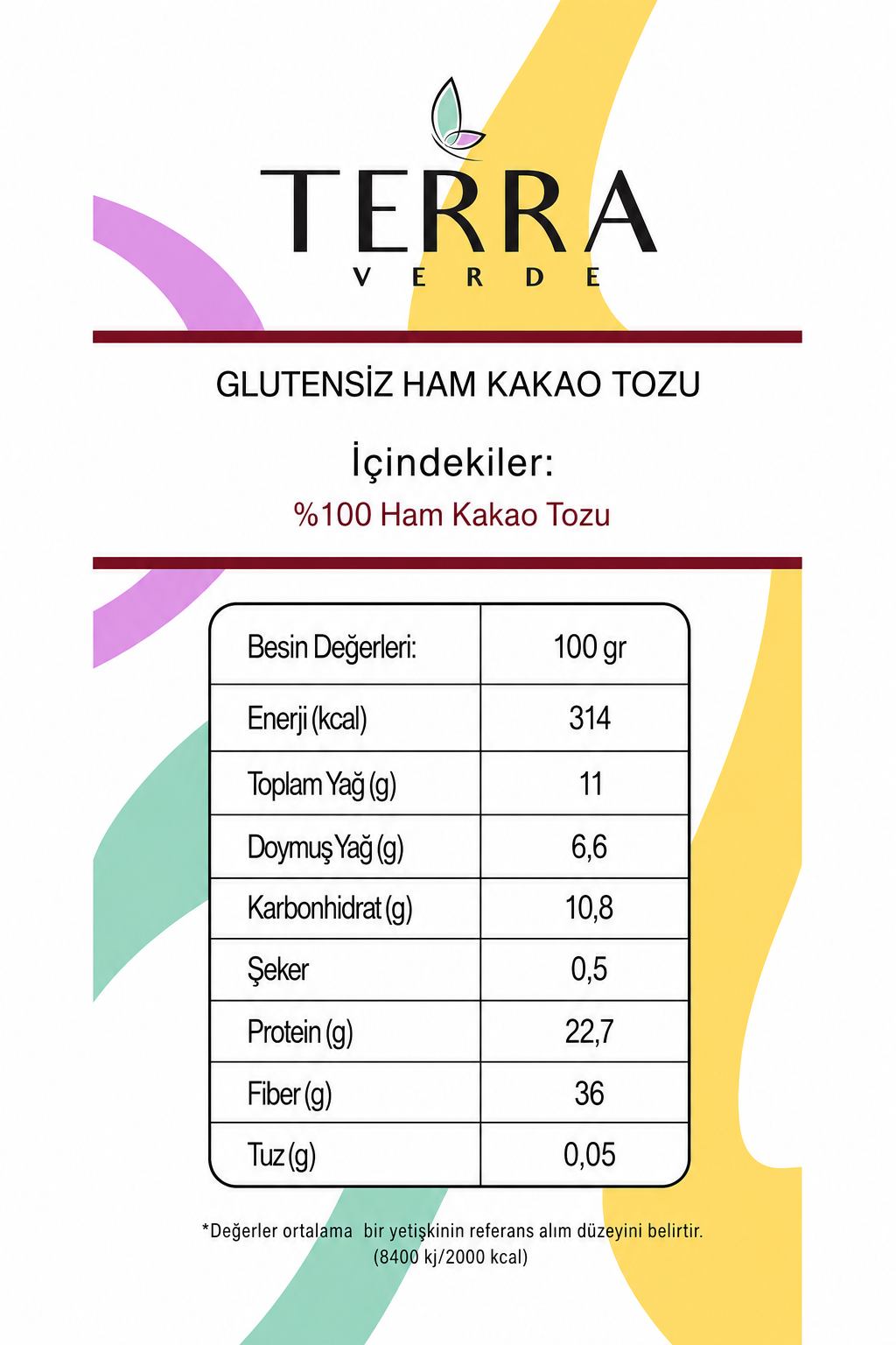 Terra Verde Glutensiz Ham Kakao Tozu 140 g Palmiye Gurme