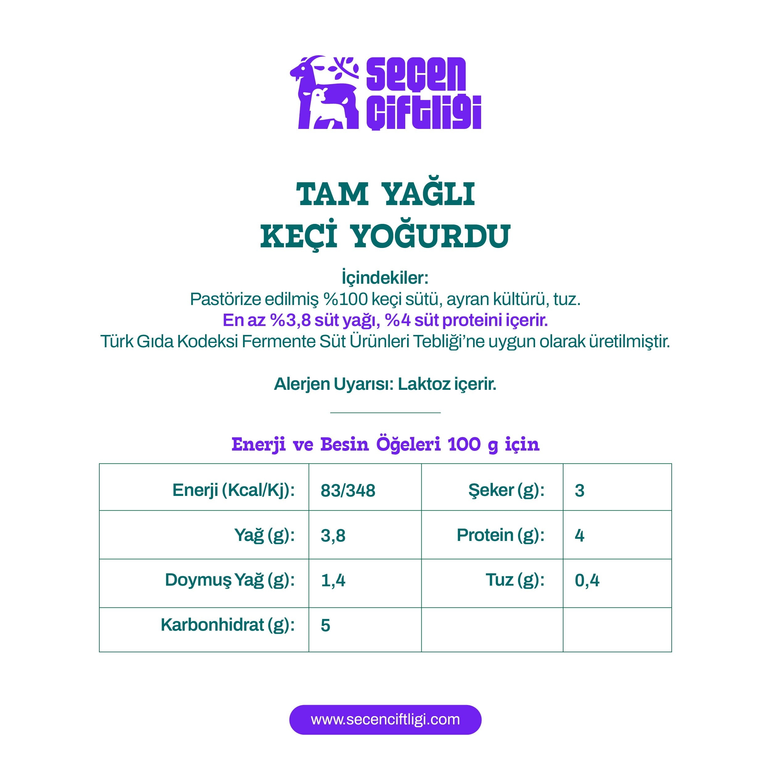 Seçen Çiftliği Keçi Yoğurdu Palmiye Gurme