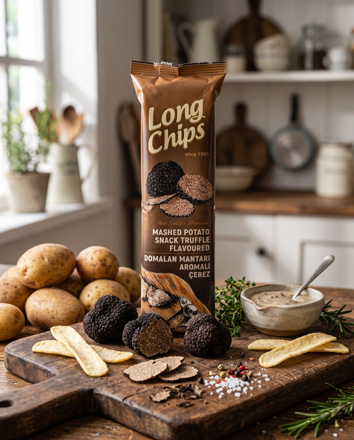 Long Chips Domalan Mantarı Aromalı Uzun Patates Cipsi 75 g Palmiye Gurme