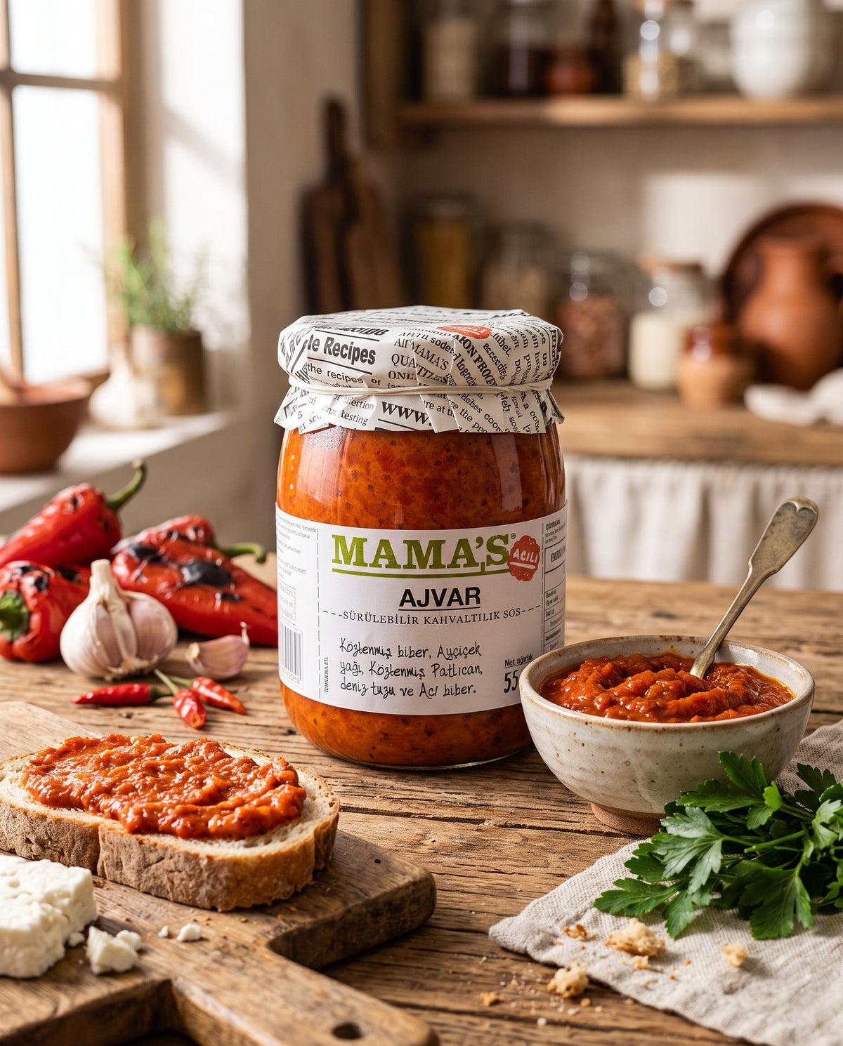 Mama's Acılı Ajvar Sürülebilir Kahvaltılık Sos 550 g Palmiye Gurme