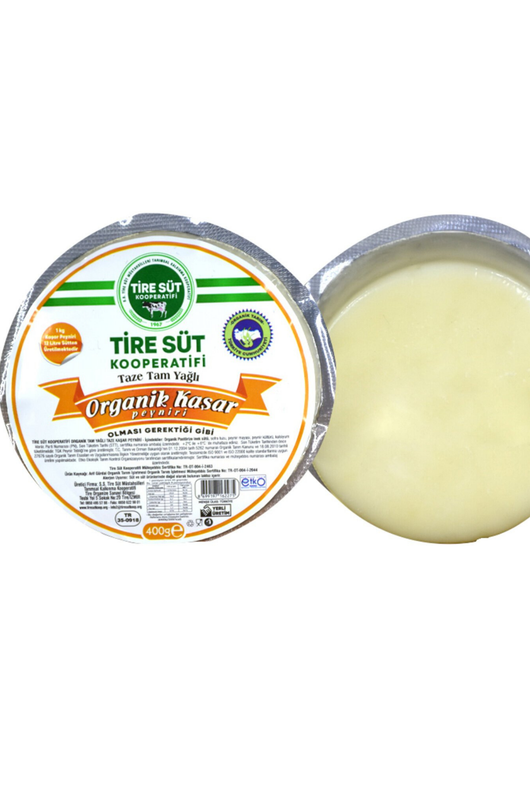 Tire Süt Koop. Organik Taze Kaşar Peyniri 400 gr – Sertifikalı Doğal Lezzet Palmiye Gurme