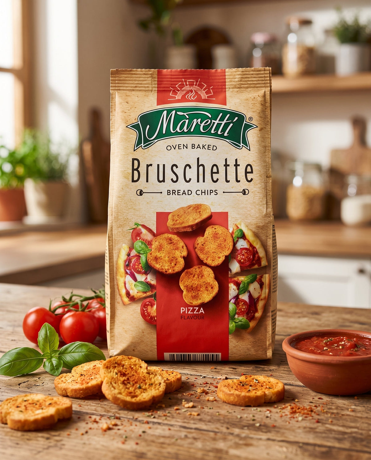 Maretti Bruschette Pizza Flavour Fırınlanmış Ekmek Cipsi 70 g Palmiye Gurme