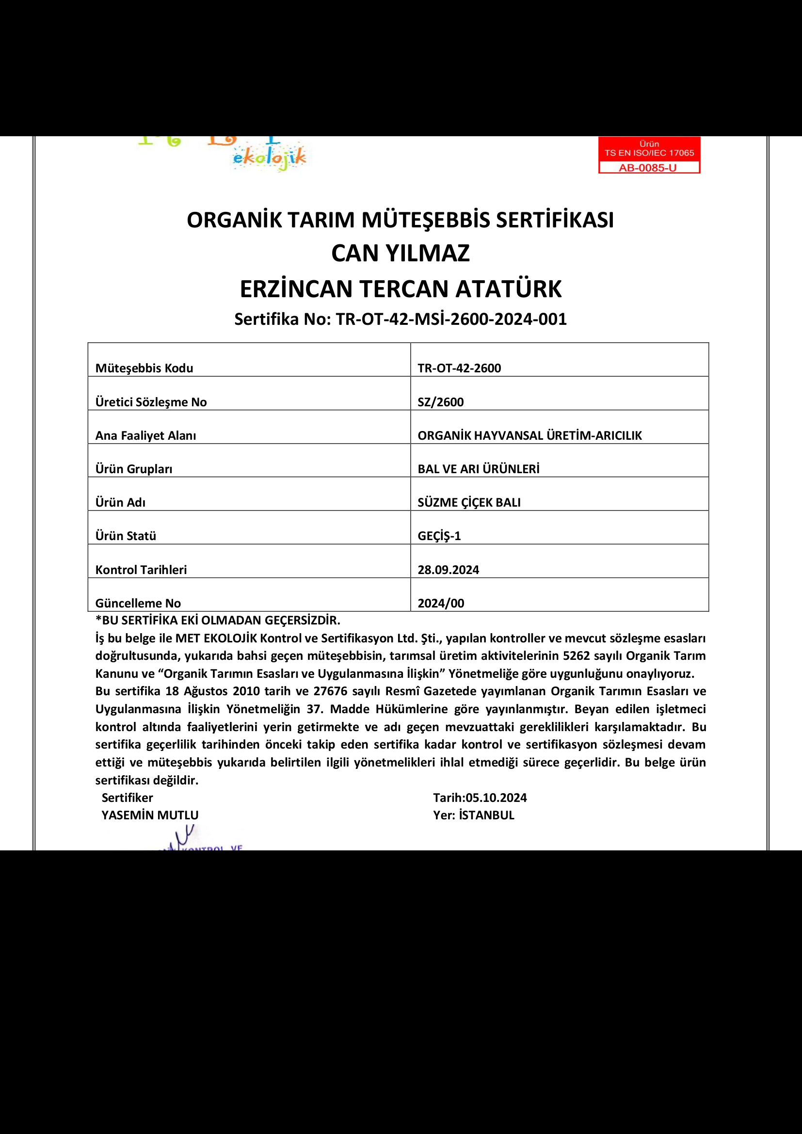 Organik Karakovan Balı - Kütük Bal Palmiye Gurme