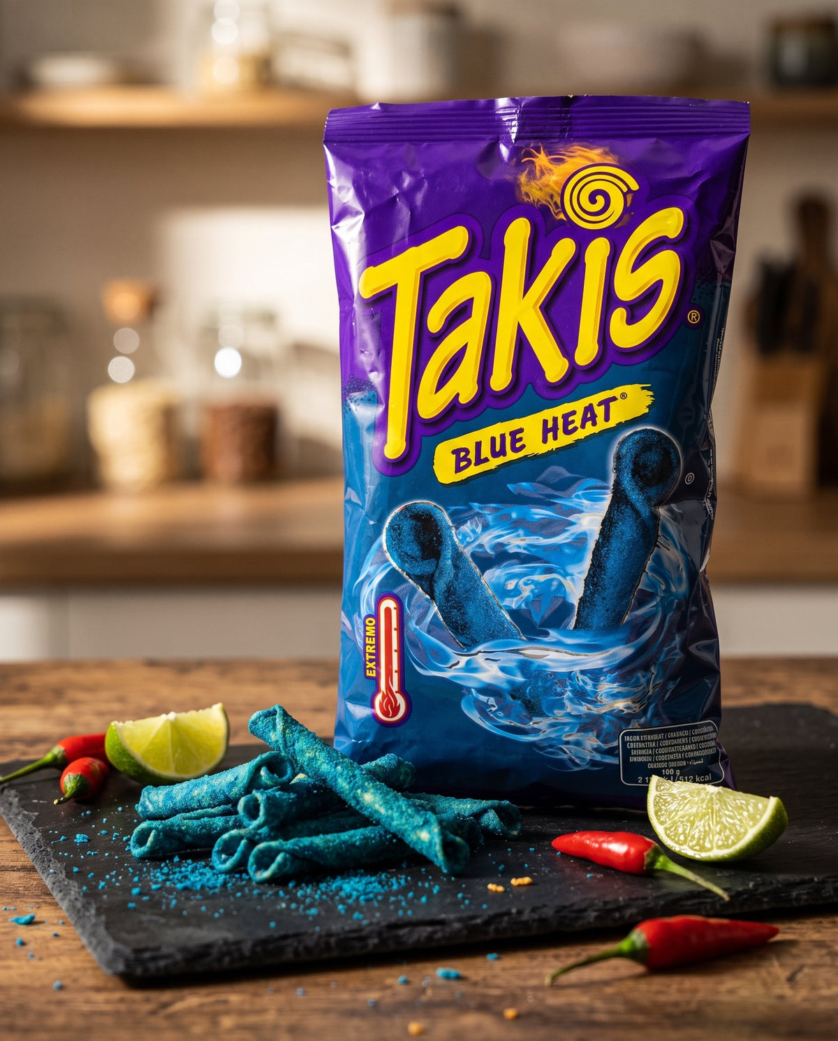 Takis Blue Heat Ekstrem Acı Biber & Misket Limonu Aromalı Rulo Mısır Cipsi Palmiye Gurme