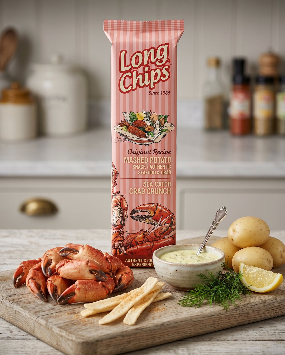 Long Chips – Yengeç & Deniz Ürünleri Aromalı Uzun Patates Cipsi Palmiye Gurme