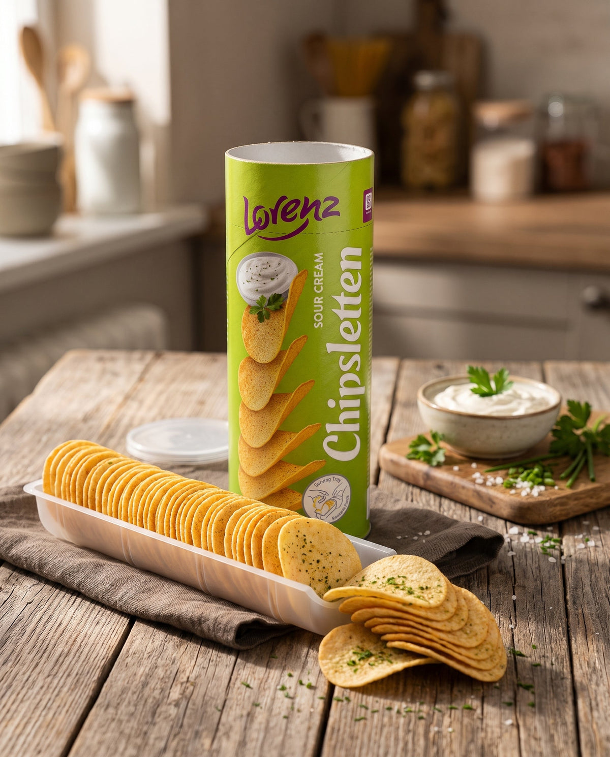 Lorenz Chipsletten Sour Cream Ekşi Krema ve Yeşillik Aromalı Patates Cipsi 100 g Palmiye Gurme